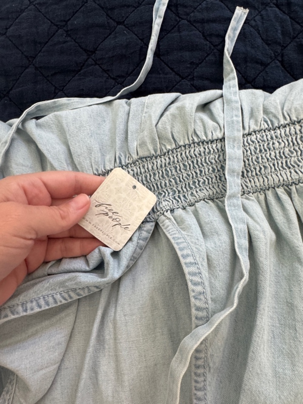Free People Light Blue Denim Wide-Leg Overalls/Jumpsuit - Picture 8 of 11